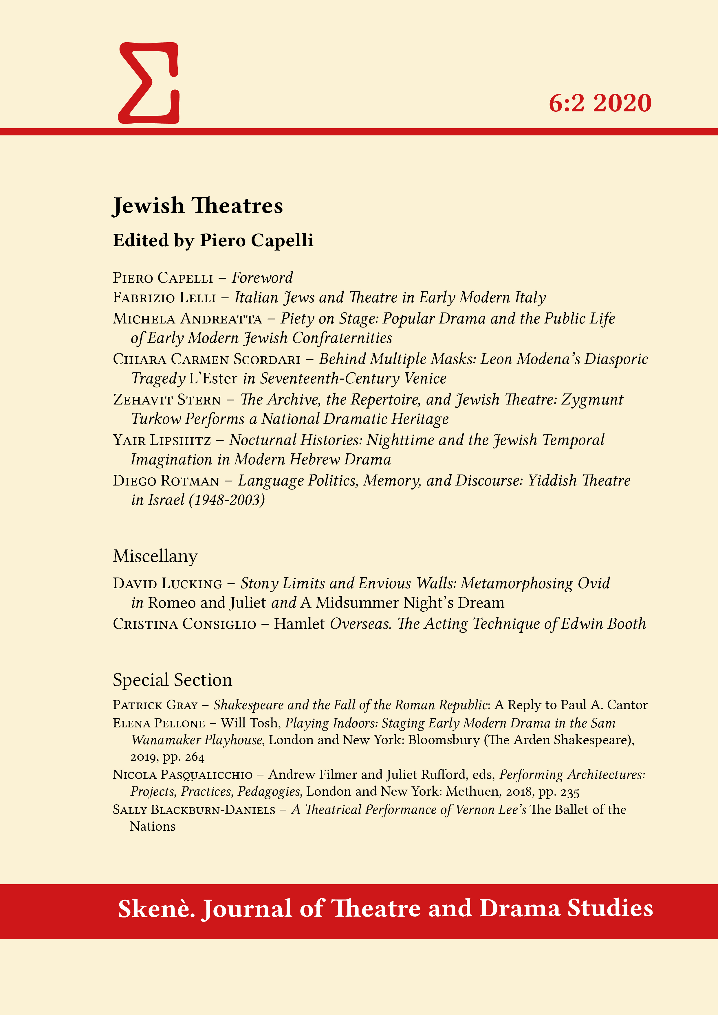 					View Vol. 6 No. 2 (2020): Jewish Theatres
				