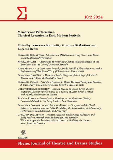 					View Vol. 10 No. 2 (2024): Memory and Performance. Classical Reception in Early Modern Festivals
				